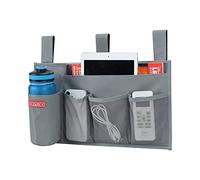 Zafit Hanging Bedside Caddy, Bedside Storage Organizer for Magazine, Phone, Remote control (5 Pockets-Grey)