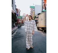 Zafosh Women's Printed Lawn Batwing Shirt & Wide Leg Trouser Co-ord in Off-White | Size: Medium Zafosh Off-White M