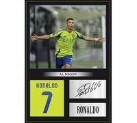 ZAFS Cristiano Ronaldo Al Nassr FC Poster - Classic #7 Jersey & Digitally Reproduced Signature Football A4 Print - Unframed Wall Art for Fans