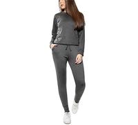 ZAFS Women's Casual Comfy Two Piece Lounge Set - Plain Plus Size Loungewear For UK - Charcoal - 12-14