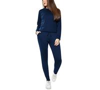 ZAFS Womens Lounge Wear Sets Plain Casual Comfy Lounge Wear Sets For Women UK Two Piece Lounge Set For Women Plus Size Loungewear For Women Lounge Wear For Women-Navy-12-14