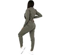 ZAFS Womens Lounge Wear Sets Plain Casual Comfy Lounge Wear Sets For Women UK Two Piece Lounge Set For Women Plus Size Loungewear For Women Lounge Wear For Women-Khaki-12-14
