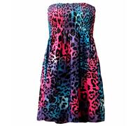 ZAFS Womens Tops Printed Bandeau Sheering Top Ladies Boob Tube Tops Women Mini Dress Womens Summer Dresses For Women Uk Elegant Sleeveless Ladies Summer Tops Neon Leopard 8-10