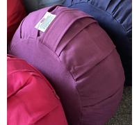Zafu Meditation Cushion - Buckwheat Hull-Filled Yoga Pillow with Removable Pleated Cotton Cover | 15 Colour Options (Aubergine Purple, One Size)