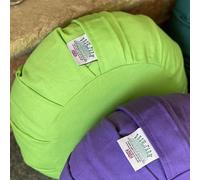 Zafu Meditation Cushion - Buckwheat Hull-Filled Yoga Pillow with Removable Pleated Cotton Cover | 15 Colour Options (Spring Green, One Size)