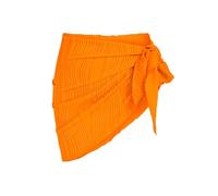 ZAFUL Metallic Shiny Short Sarong Coverups for Women Semi Sheer Bathing Suit Wrap Swimsuit Skirt Beach Bikini Cover Up, 2-bright Orange, One Size