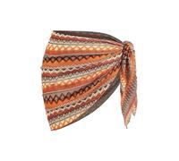 ZAFUL Sarong Coverups for Women Beach Vacation Fishnet See Thru Tie Side Bathing Suit Cover Up Mini Skirt, 12-orange, One Size