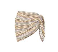 ZAFUL Sarong Coverups for Women Beach Vacation Fishnet See Thru Tie Side Bathing Suit Cover Up Mini Skirt, 3-apricot, One Size