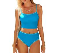 ZAFUL Tankini Swimsuit for Women High Waisted Tummy Control Bathing Suit | Floral Print, Color Contrast Two Piece Swimwear, Modest Full Coverage Tankini Set