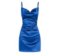 ZAFUL Women's Satin Sleeveless Spaghetti Strap Mini Dress Sexy Underdress Cowl Neck Silky Cocktail Party Dresses
