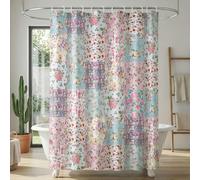 ZAFYYGH Artistic Floral Collage Bath Curtain, Shabby Chic Retro Rose Patchwork Shower Decor, 180x180cm Waterproof Eco-Friendly Fabric, Multi-Colour