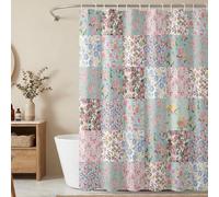 ZAFYYGH Bohemian Victorian Rose Shower Curtain, Multi-Pattern Shabby Chic Floral Fabric Curtain, 180x180cm Washable Waterproof Bath Set with Hooks