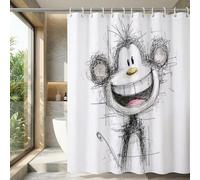 ZAFYYGH Funny Monkey Sketch Art Shower Curtain, 72x72 Inch Line Drawing Animal Graffiti Fabric, Humorous Bathroom Decor for Modern Spaces