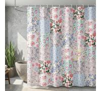 ZAFYYGH Grandmacore Aesthetic Floral Shower Curtain, Retro Patchwork Quilt Style Rose Bath Curtain, 180x180cm Durable Waterproof Fabric, Multi-Print