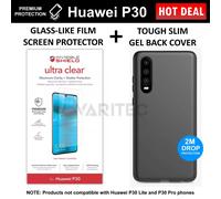 ZAGG Clear Film Screen Protector + Tech21 Tough Back Case Cover for Huawei P30