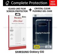 Zagg S10 Film Screen Protector Saver + Clear Case Cover for Samsung Galaxy S10