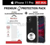 Zagg Glass Screen Protector + Tech21 Clear Case Cover for Apple iPhone 11 Pro