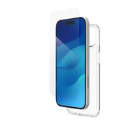 ZAGG InvisibleShield Glass Elite 360 Bundle Tempered Glass Screen Protector and Phone Case for iPhone 15 [6.1-Inch], Smudge & Scratch-Resistant, Shockproof, Easy Application (Transparent)