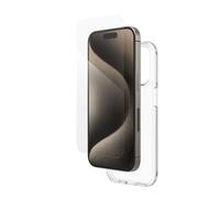 ZAGG InvisibleShield Glass Elite 360 Bundle Tempered Glass Screen Protector and Phone Case for iPhone 15 Pro [6.1-Inch], Smudge & Scratch-Resistant, Shockproof, Easy Application (Transparent)