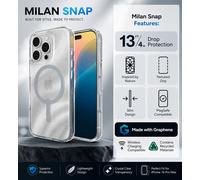 ZAGG Milan Snap Graphene-Reinforced Case for iPhone 16 Pro Max [6.9-Inch], MagSafe Compatible, Anti-Yellowing, Slim Design, Secure Grip, Fashion-Forward, Shockproof Phone Back Cover (Swirl Glitter)