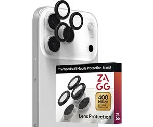 ZAGG iPhone Camera Lens Protector for iPhone 17/16/15 Pro and Pro Max Models - Black, Camera Ring, Maximum Impact & Scratch Protection, Anti-Reflective Technology, Smudge-Resistant, Glass Elite