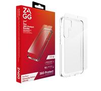 ZAGG Luxe & Glass 360 Graphene-Reinforced Case with Tempered Glass Screen Protector for Samsung Galaxy A55 [5G] [6.6-Inch], Wireless Charger Compatible, Shockproof Back Cover (Transparent)