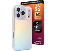ZAGG Milan Snap Case for iPhone 17 Pro - Iridescent, Graphene Strengthened Phone Case with Drop Protection (13ft/4m), Textured Edges & Sparkle Design, MagSafe Charging Compatible