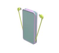 ZAGG mophie Powerstation Plus Power Bank, 10,000mAh Portable Battery, Two Integerated Cables, LED Indicator, Triple Fast Charging for iPhone, iPad, USB-C & Lightning Devices (Blue/Purple)