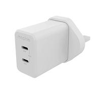 ZAGG mophie Speedport 45W 2-Ports USB-C Fast Charger, UK Wall Adapter for SmartPhones, Tablets, & Laptops - GaN Technology, Ultra-Compact, Charges 2 Devices Simultaneously (White)