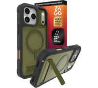 ZAGG Rainier Case with Kickstand for iPhone 17 Pro Max - Green Sea Kelp, Graphene 22ft (7m) Drop Protection, Lanyard Attach Points, MagSafe, Wireless Charging Compatible, 2-Piece Design, Phone Case
