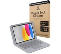 ZAGG Rugged Book Connect+ iPad 11" (A16) / 10.9" (Gen 10) Case - Keyboard Case with Screen Protector, 6.6ft Drop Protection, Medical Grade, USB-C Direct Connect, Water-Resistant, Asset Tag Window