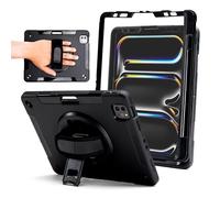 ZAGG Rugged Tablet Case for iPad Pro 11-inch (M5)/ Pro 11-inch (M4) - Protective, 360° Rotating Hand Strap, Integrated Kickstand, Drop-Proof, Ideal for Business, Warehouse, and Field Use, Black