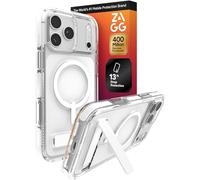 ZAGG Santa Cruz Snap Case with Kickstand for iPhone 17 Pro Max, White, Drop Protection (4M), MagSafe Charging Compatible, ClearGuard Anti-Yellowing Technology, Scratch Resistant Phone Case