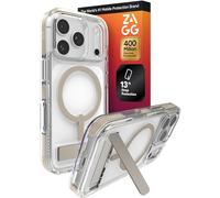 ZAGG Santa Cruz Snap Case with Kickstand for iPhone 17 Pro - Titanium, Drop Protection (13ft/4m), MagSafe Charging Compatible, ClearGuard Anti-Yellowing Technology, Scratch Resistant Phone Case