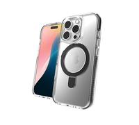 ZAGG Santa Cruz Snap RS Graphene-Reinforced Case with Built-In Ring Stand for iPhone 16 Pro [6.3-Inch], MagSafe Compatible, Anti-Yellowing, Shockproof Phone Back Cover (Clear/Black)