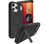 ZAGG Sedona Snap Case with Kickstand for iPhone 17 Pro Max - Pitch Black, Drop Protection (13ft), Multilayer Protection with Camera Button, MagSafe Phone Case with Shock Absorbing Bumpers