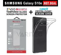 Zagg Tempered Glass Screen Saver + Clear Gel Case Cover for Samsung Galaxy S10e