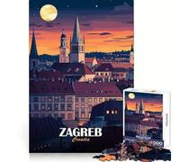 Zagreb Croatia Cityscape at Night 1000 Piece Jigsaws for Adults Puzzle Focus Training Stress Free Fun Tight Join Creative Gift (50x75cm)