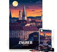 Zagreb Croatia Cityscape at Night Hard Jigsaw Puzzle for Adults 1000 Pieces Memory Enhance Time Well Spent Neat Edges (38x26cm)