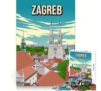 Zagreb Croatia Cityscape Skyline 1000 Piece Jigsaw Puzzles for Teenagers Jigsaw Memory Enhance Relaxing Pastime Neat Edges Unique Gift (38x52cm)