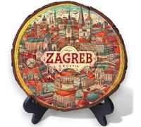 Zagreb Croatia Souvenir - Rustic Wood Plaque Ideal for Balkan History Lovers & Cultural Collectors