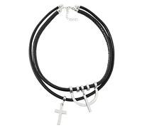 ZAGZIG Tokyo Revengers Keisuke Baji Necklace Punk Cross Pendant Multilayer Leather Choker Necklaces Anime Cosplay Prop Jewelry For Men