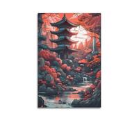 ZAHAABWS Painted Japanese Land Poster Poster Decorative Painting Canvas Wall Posters And Art Picture Print Modern Family Bedroom Decor Posters 16x24inch(40x60cm)