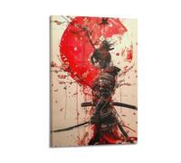 ZAHAABWS Samurai Woman Red Moon Art Poster Poster Decorative Painting Canvas Wall Posters And Art Picture Print Modern Family Bedroom Decor Posters 24x36inch(60x90cm)