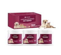 ZAHABI 3-in-1 Pet Wipes for Dogs & Cats - Hypoallergenic Eye, Ear & Teeth Cleaning Wipes - 100 Eye Wipes, 50 Ear & 50 Teeth Wipes - Gently Remove Tear Stains, Ear Wax, Plaque, Dirt & Bad Breath