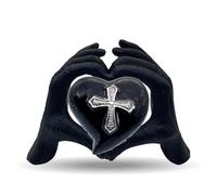 ZAHANAARA Cross Black Heart Urn for Ashes in Black Hand - Elegant Keepsake Aluminum Cremation Urn for Human Ashes - Spiritual Memorial Funeral Urn Tribute for Loved Ones - Religious Remembrance Gift