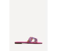 Zahara Fuchsia Faux Suede Embellished Slider Sandal Linzi Fuchsia 3-Standard Fit