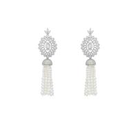 Zahara Pearl Tassel Drop Earrings by Latelita 925 Sterling Silver for Women