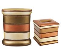 Zahari Home 2pc Contempo Luxury Bath Accessories Set Waste Basket & Tissue Box Modern Classic Contemporary Decorative Beautiful Designs Stylish Bathroom Accessories Set
