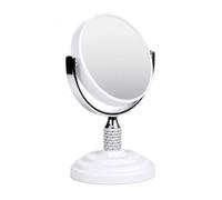 Zahari Home Galvin Double Sided Makeup Mirror with Stand, Desk Mirror 1X/3X Magnification, 360 Degree Swirl, 5.60 inch, White